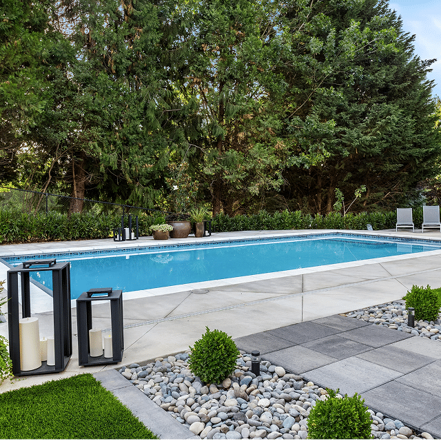 Backyard,Outdoor,Swimming,Pool,Behind,New,Luxury,Home